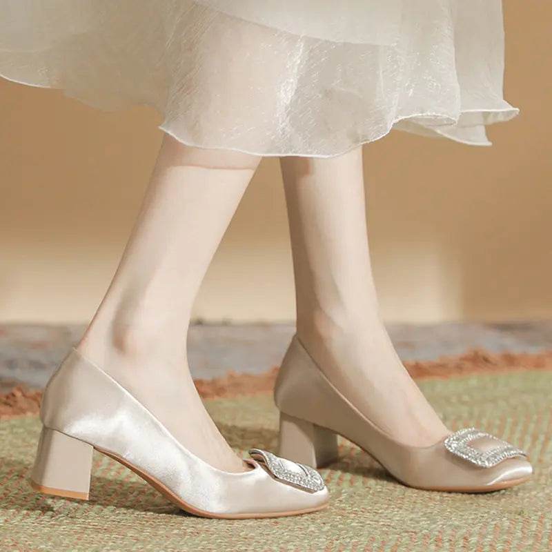 Square Toe Block Heels Pumps - Velveta Studio