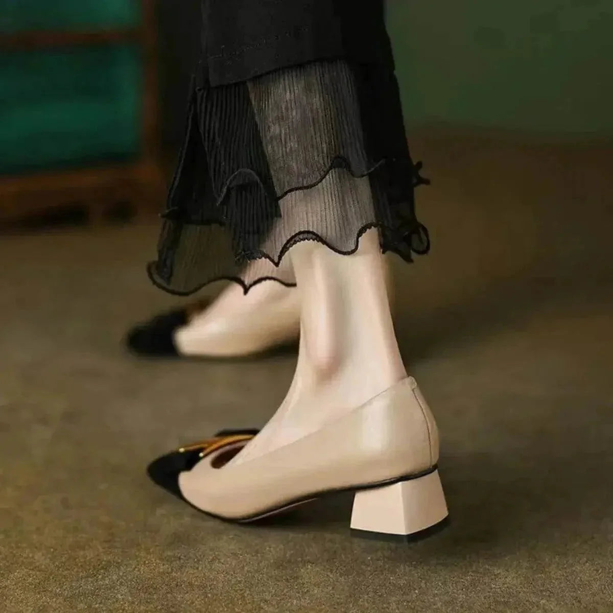 Square Toe Block Heels Slip-Ons - Velveta Studio