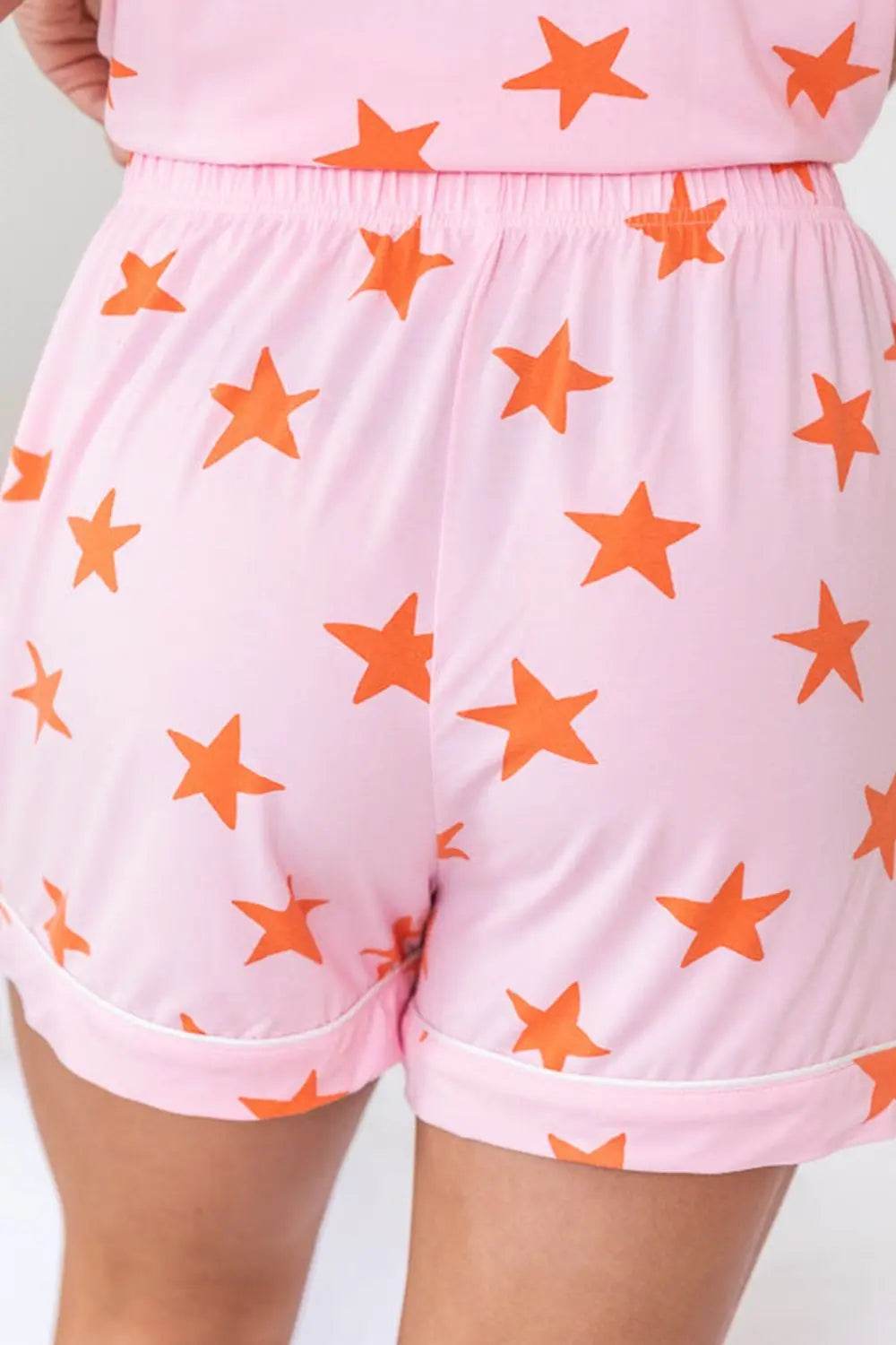 Star Print Short Sleeve Shirt and Shorts Set - Velveta Studio