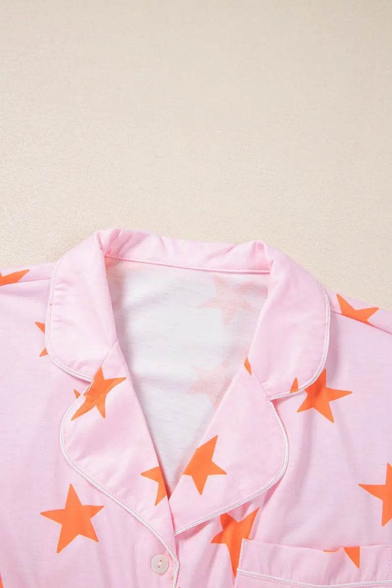 Star Print Short Sleeve Shirt and Shorts Set - Velveta Studio