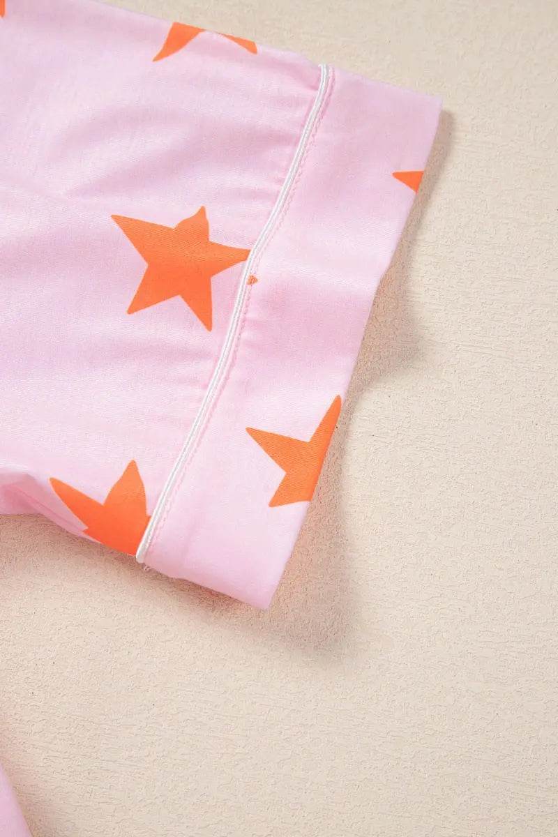 Star Print Short Sleeve Shirt and Shorts Set - Velveta Studio
