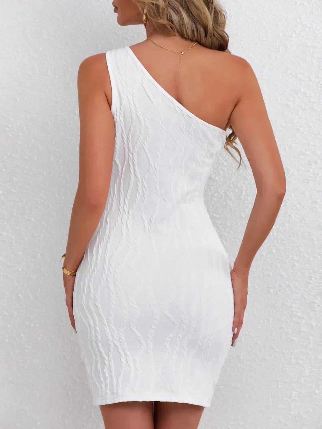 Textured Single Shoulder Mini Dress - Velveta Studio