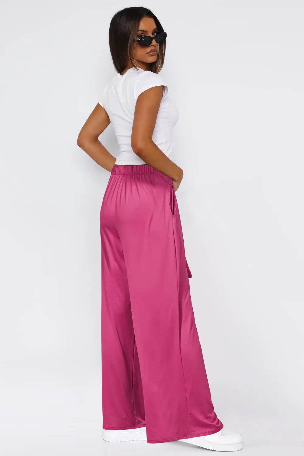 Tied Wide Leg Pants with Pockets - Velveta Studio
