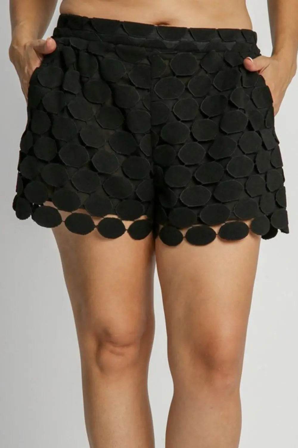 Umgee Full Size Polka Dot Lace Shorts Plus Size - Velveta Studio