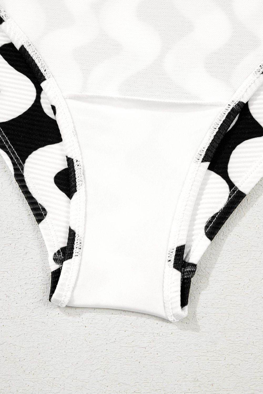 Tied Front Contrast Striped One-Piece Swimsuit - Velveta Studio