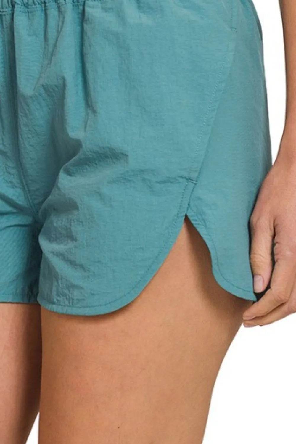 Zenana Windbreaker Smocked Waistband Running Shorts - Velveta Studio