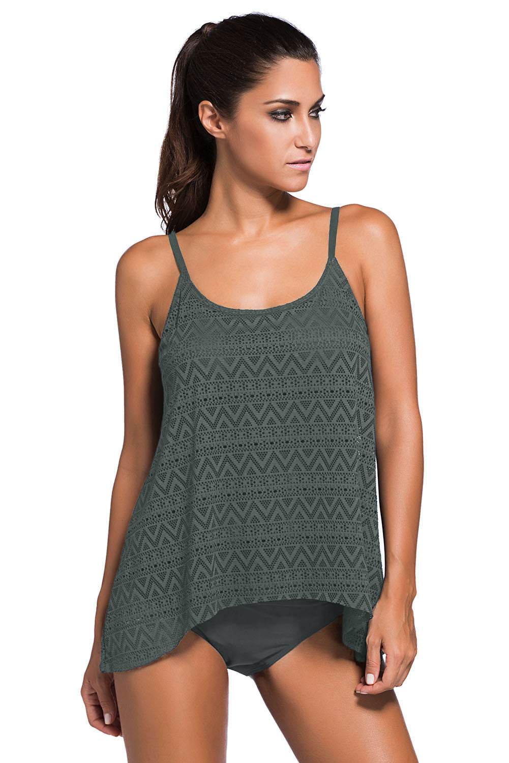 Full Size Spaghetti Strap Scoop Neck Tankini Set - Velveta Studio