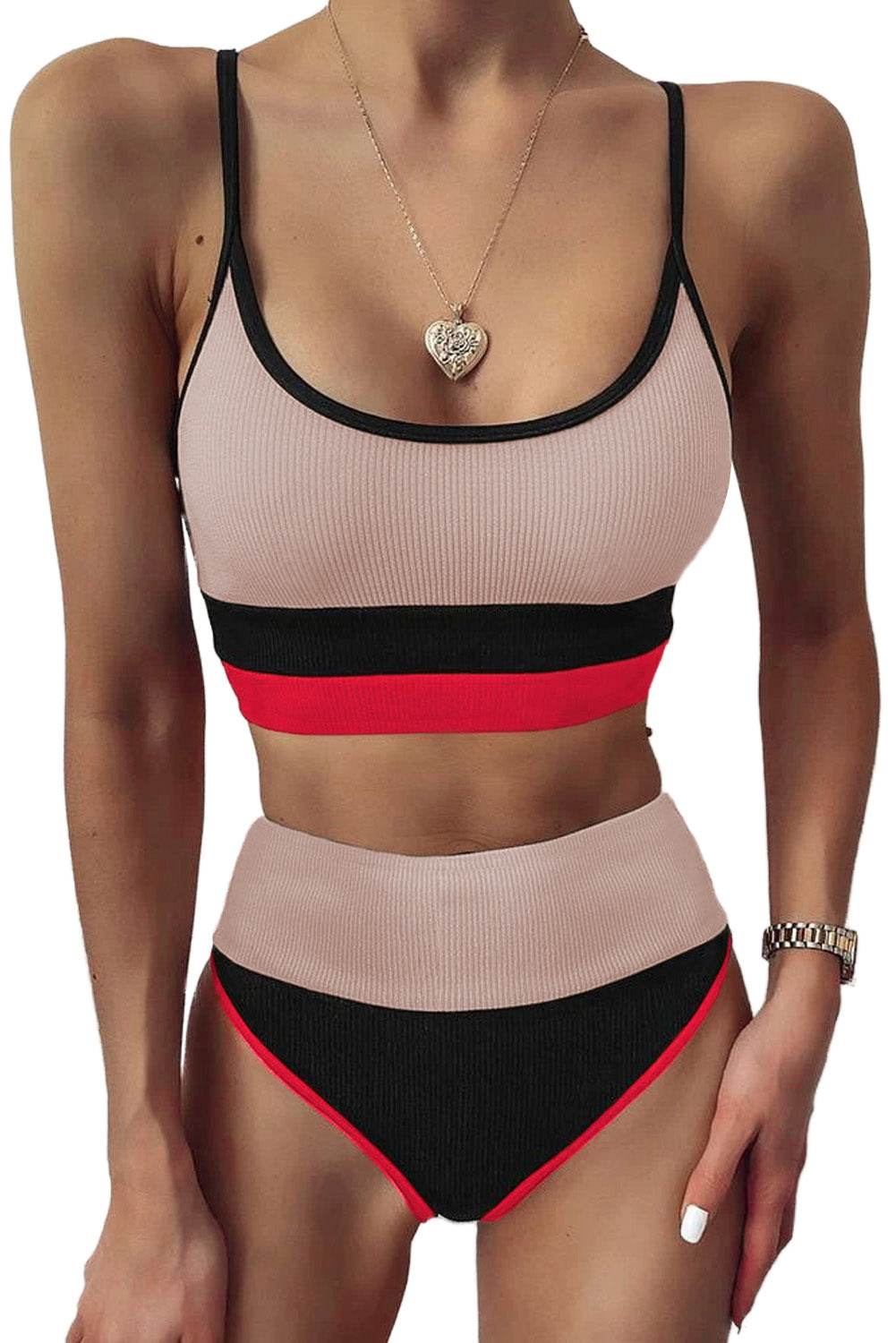 Color Block Spaghetti Strap Two-Piece Swim Set - Velveta Studio