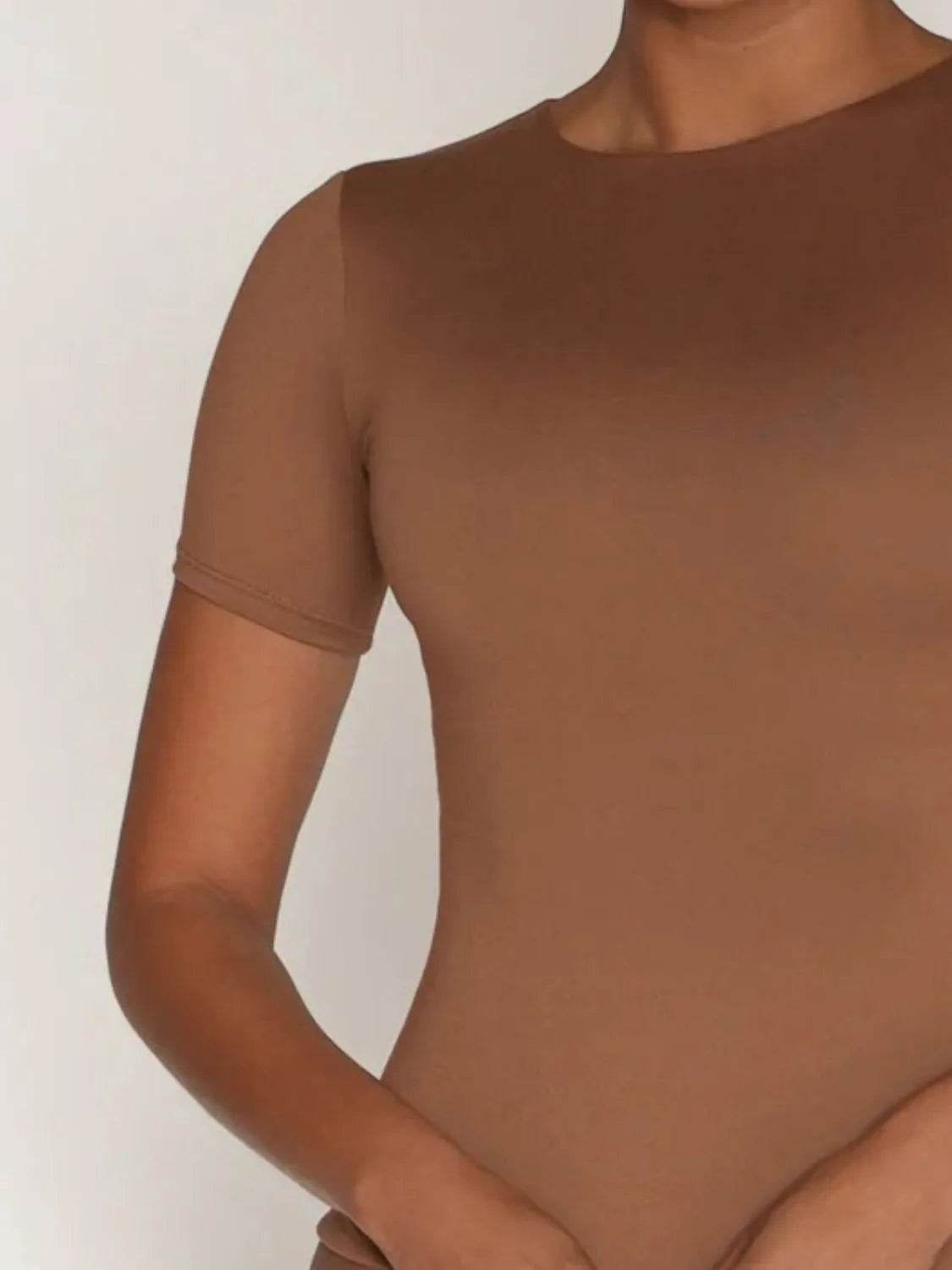 Round Neck Short Sleeve Swim Top - Velveta Studio