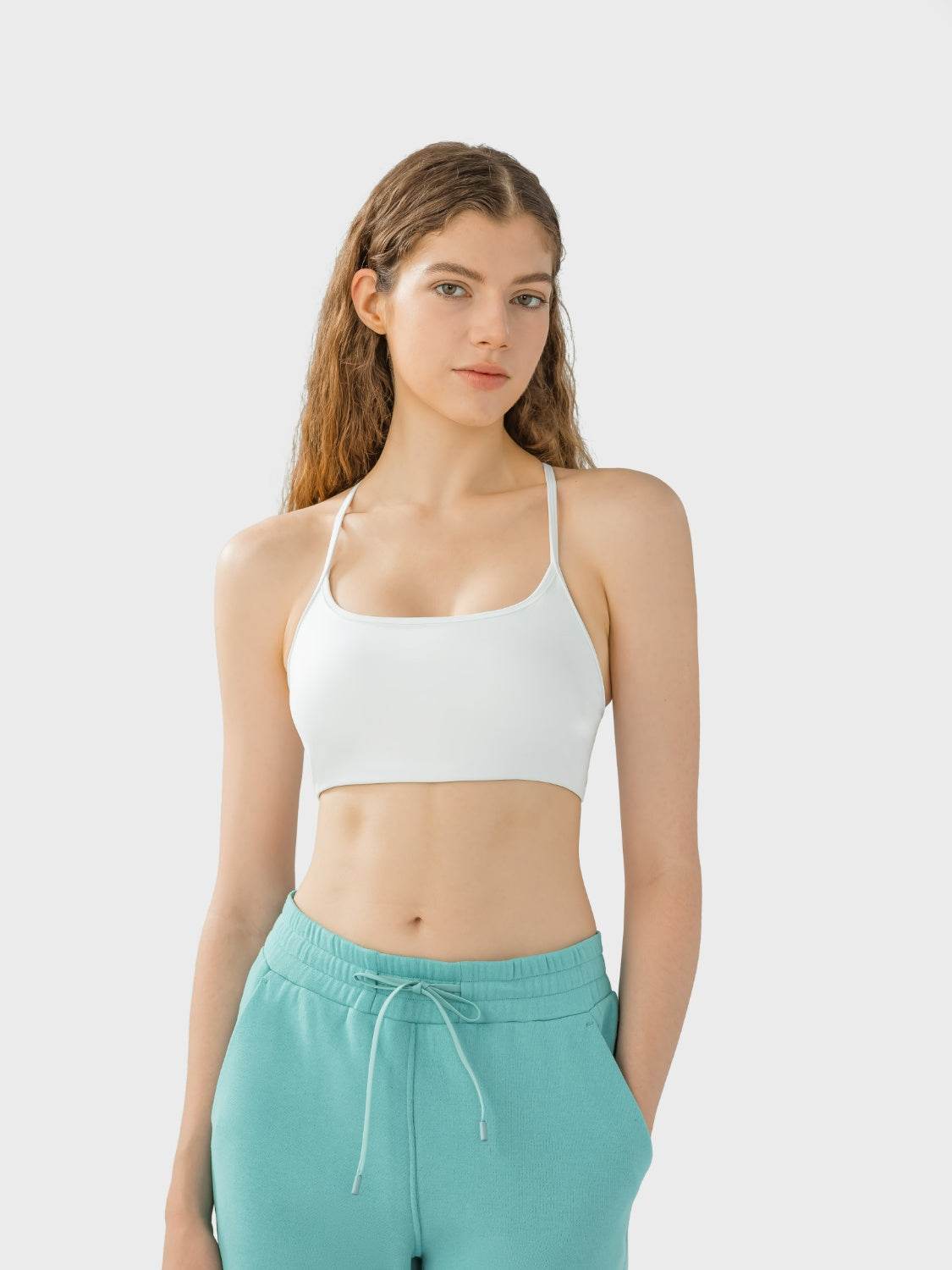 Millennia Crisscross Back Scoop Neck Active Cami with Detachable Chest Pads - Velveta Studio