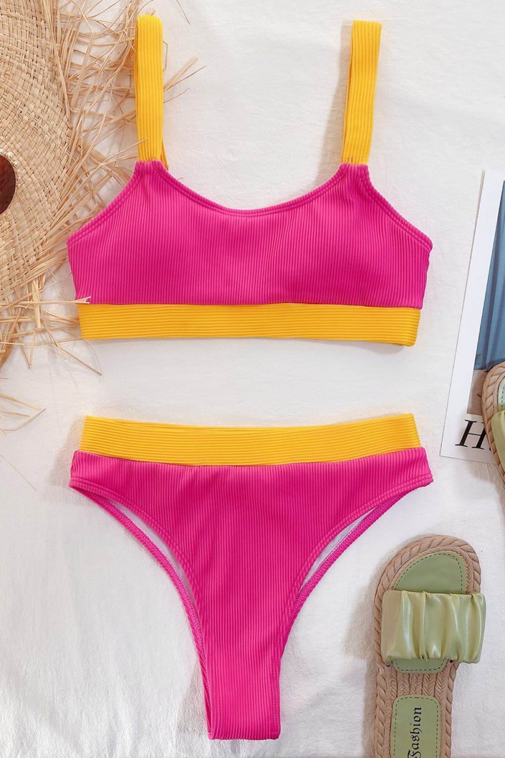 Color Block Scoop Neck Bikini Set - Velveta Studio