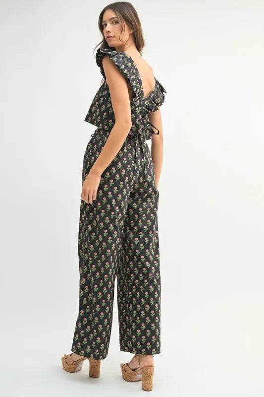 MABLE Floral Print Ruffle Top and Pants Set - Velveta Studio