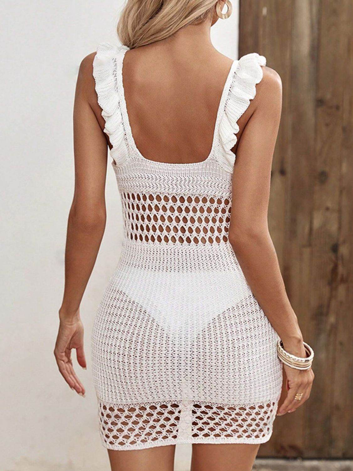 Ruffled Openwork Sleeveless Cover-Up Dress - Velveta Studio