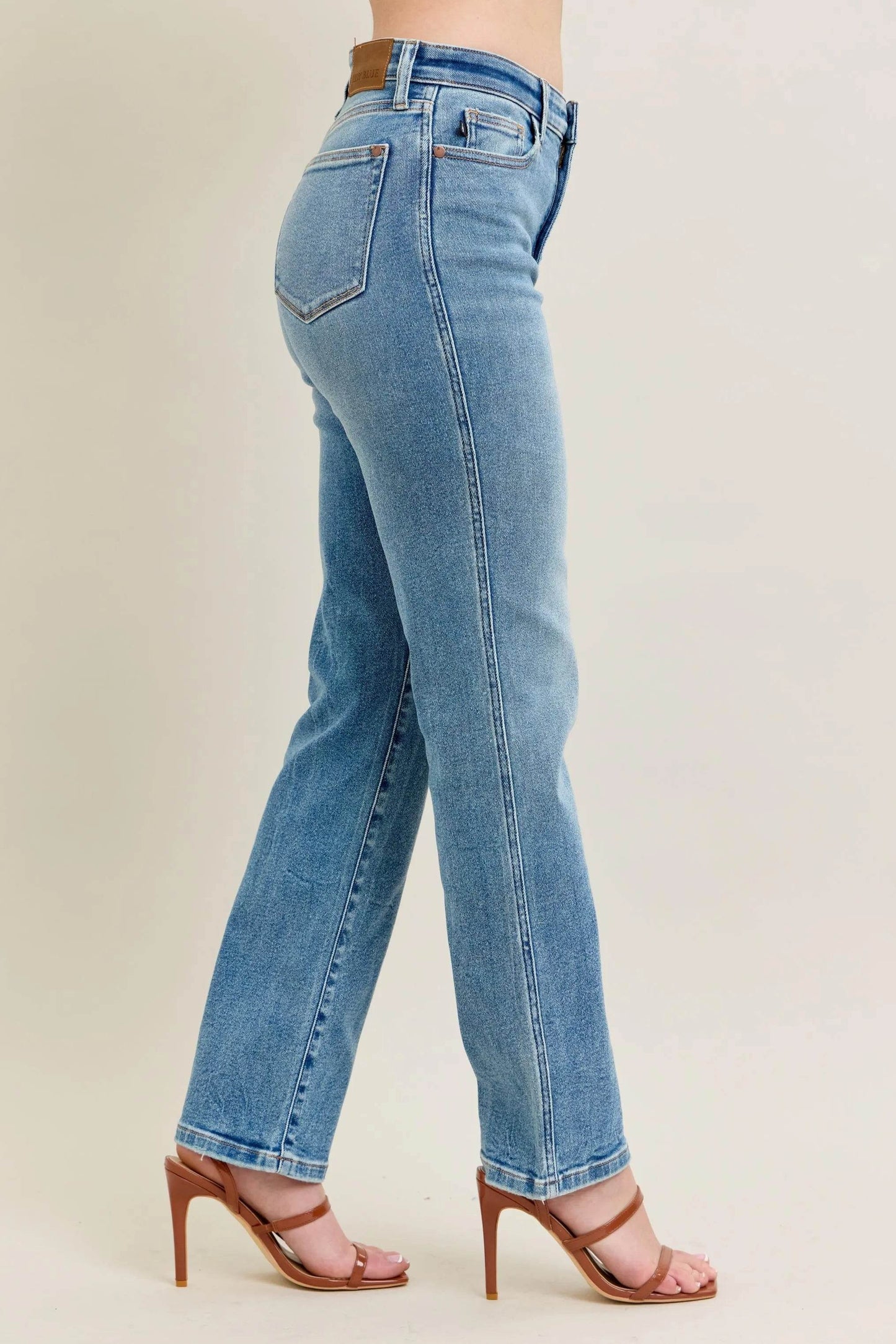 Full Size Hw Vintage Straight Jeans Plus Size - Velveta Studio