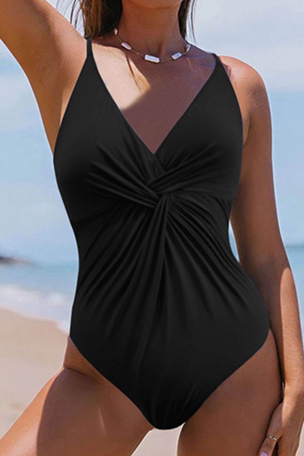 Twisted Crisscross V-Neck One-Piece Swimwear - Velveta Studio