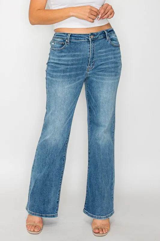 bytos Full Size Cat's Whiskers Mid Rise Bootcut Jeans - Velveta Studio