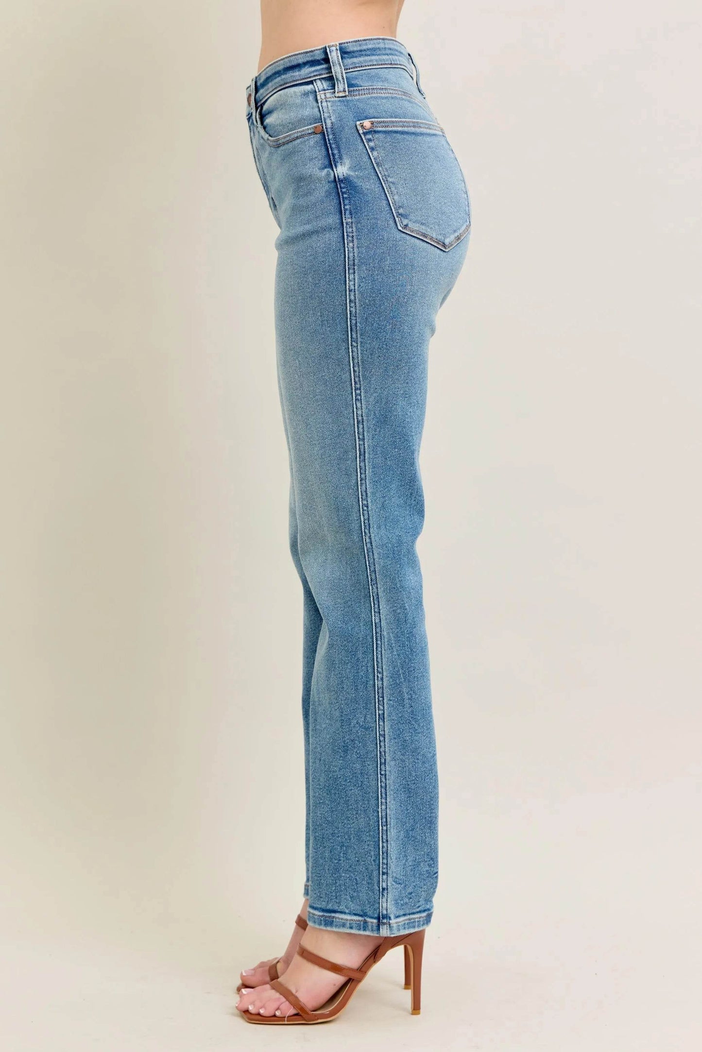 Full Size Hw Vintage Straight Jeans Plus Size - Velveta Studio