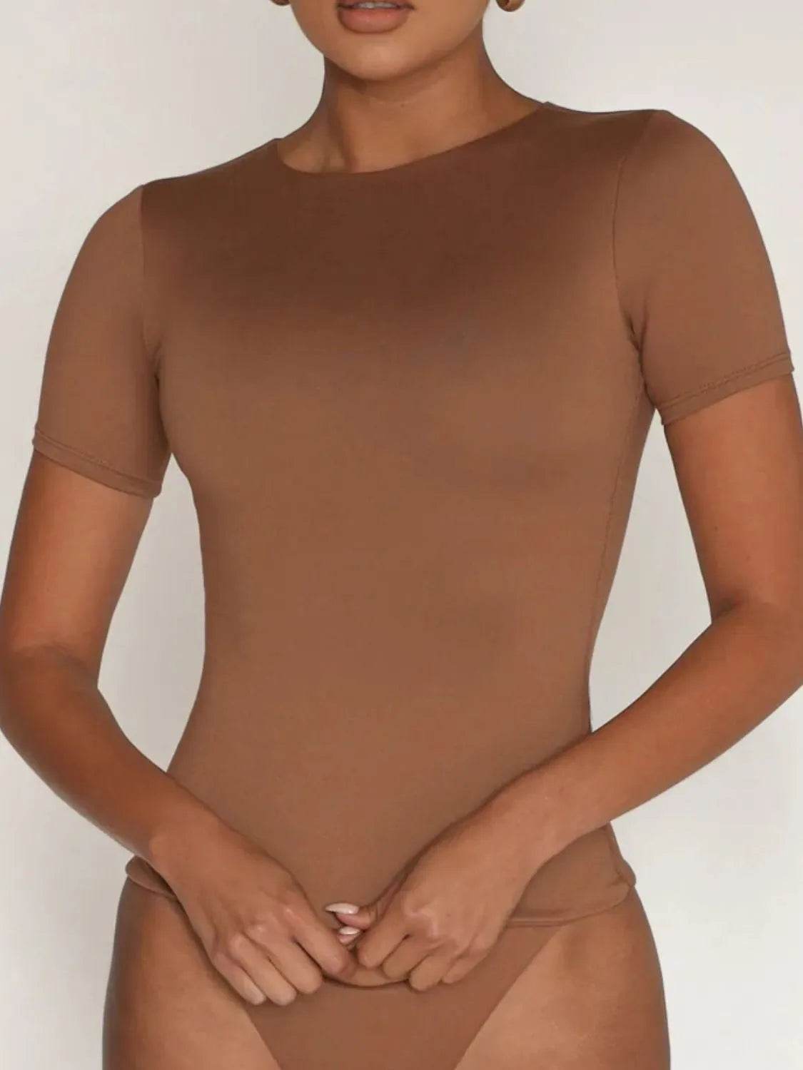 Round Neck Short Sleeve Swim Top - Velveta Studio