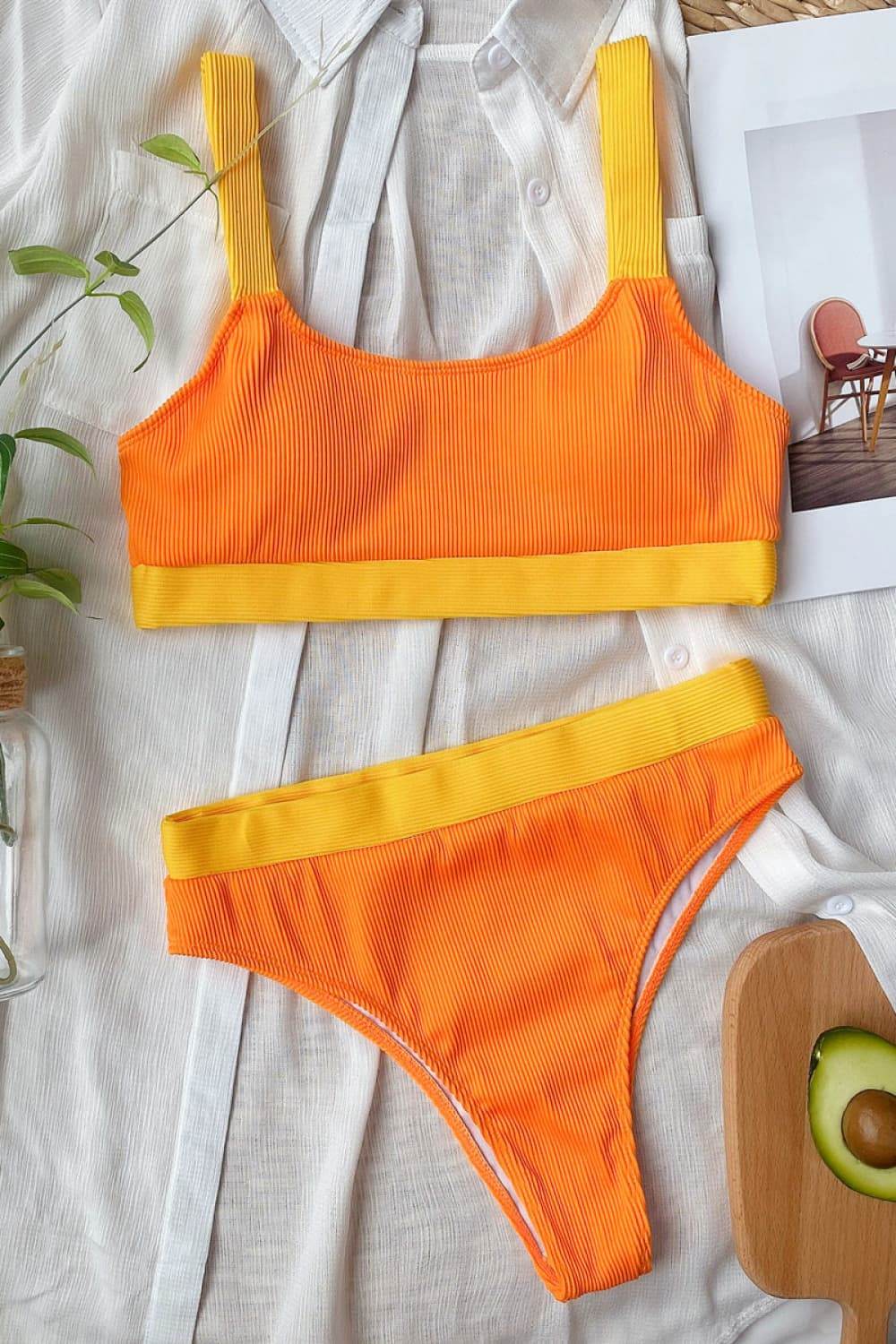 Color Block Scoop Neck Bikini Set - Velveta Studio