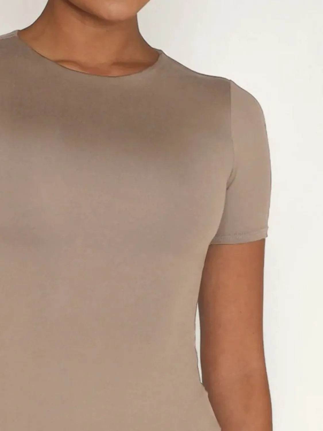 Round Neck Short Sleeve Swim Top - Velveta Studio