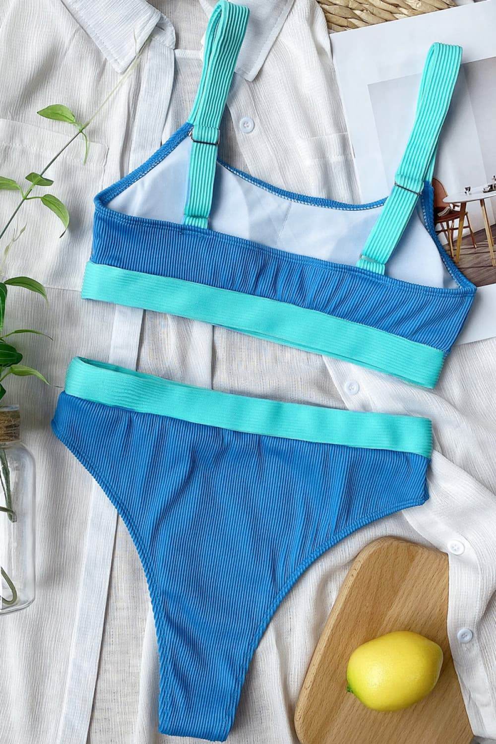 Color Block Scoop Neck Bikini Set - Velveta Studio
