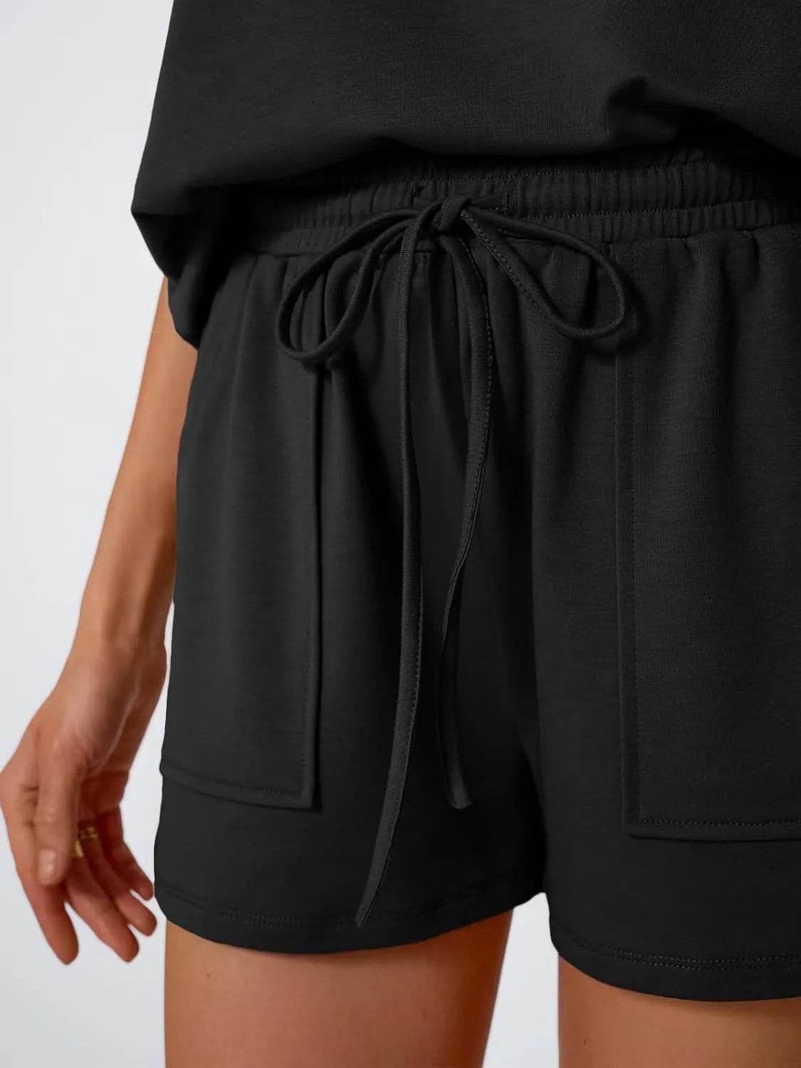 Round Neck Cap Sleeve Top and Shorts Set - Velveta Studio