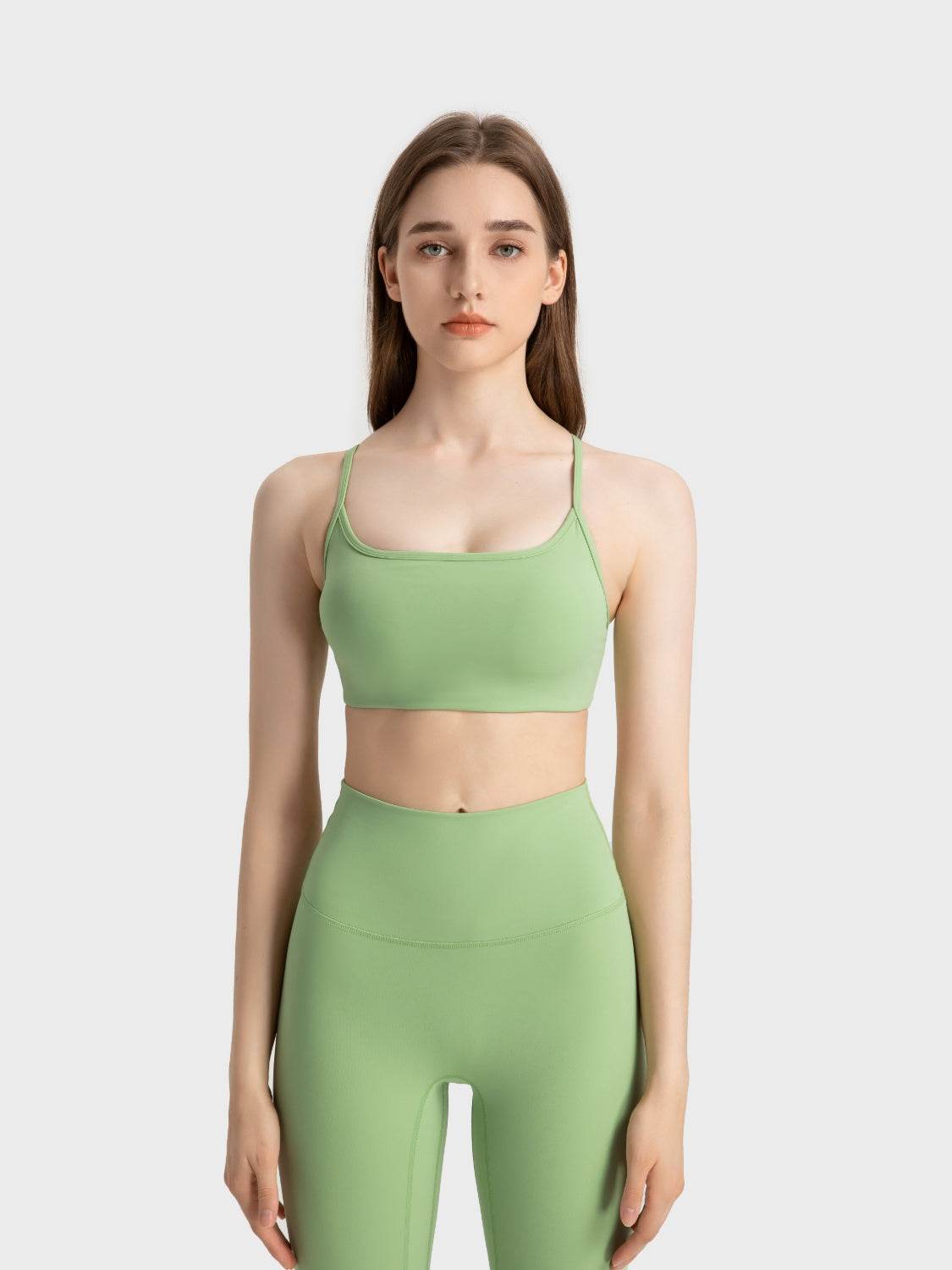 Millennia Crisscross Back Scoop Neck Active Cami with Detachable Chest Pads - Velveta Studio