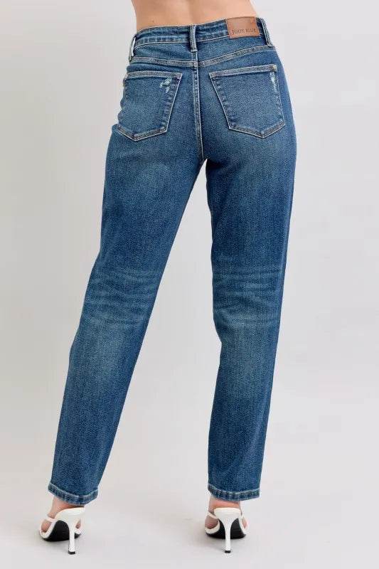 Full Size High Waisted Rigid Magic Non-destroy Straight Leg Jeans Plus Size - Velveta Studio