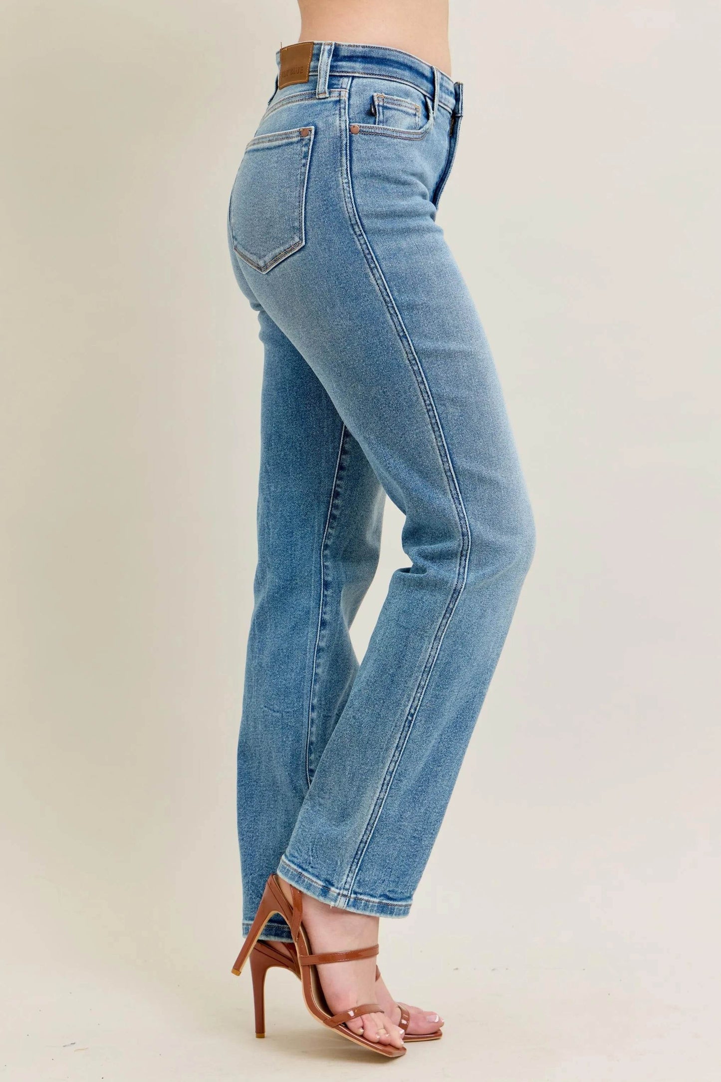 Full Size Hw Vintage Straight Jeans Plus Size - Velveta Studio