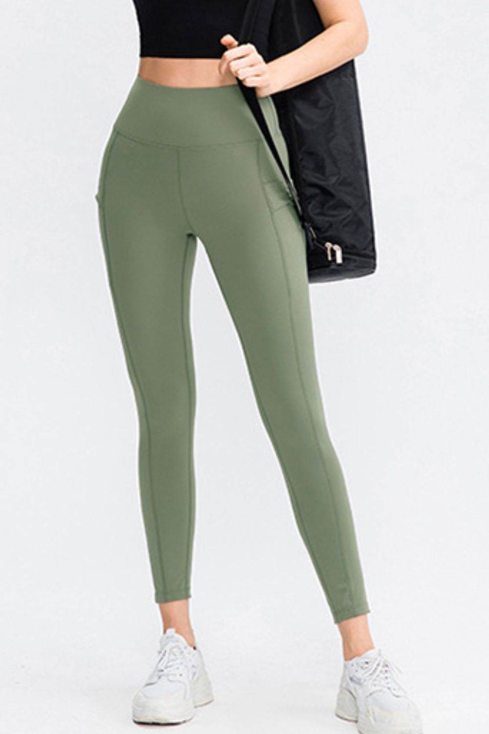 Wide Waistband Slim Fit Long Sports Pants with Pocket - Velveta Studio