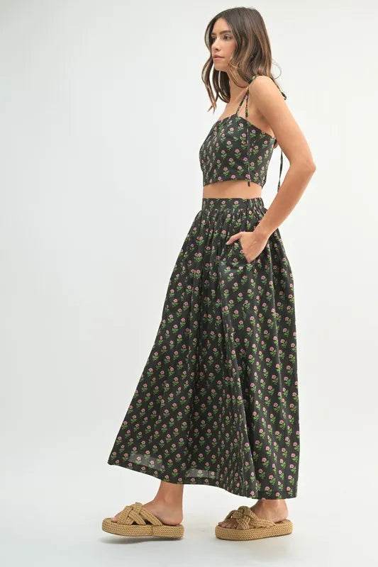 MABLE Floral Crop Top and Skirt Set - Velveta Studio