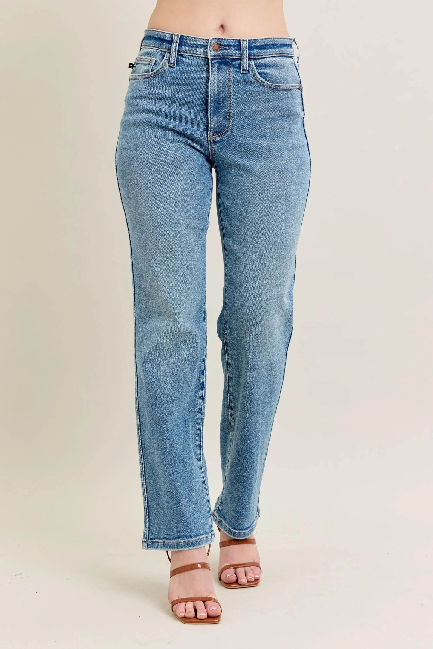 Full Size Hw Vintage Straight Jeans Plus Size - Velveta Studio
