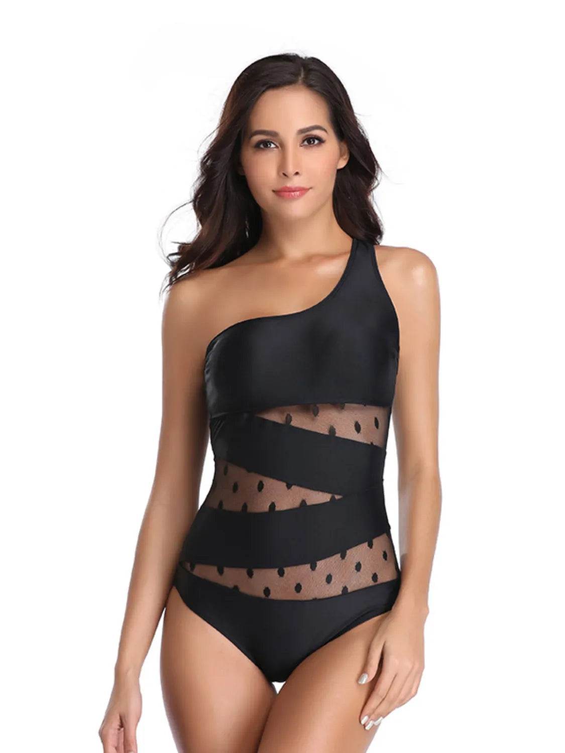 One Shoulder Polka Dot One-Piece Swimwear - Velveta Studio