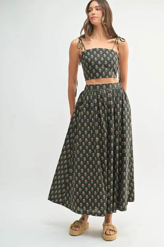MABLE Floral Crop Top and Skirt Set - Velveta Studio