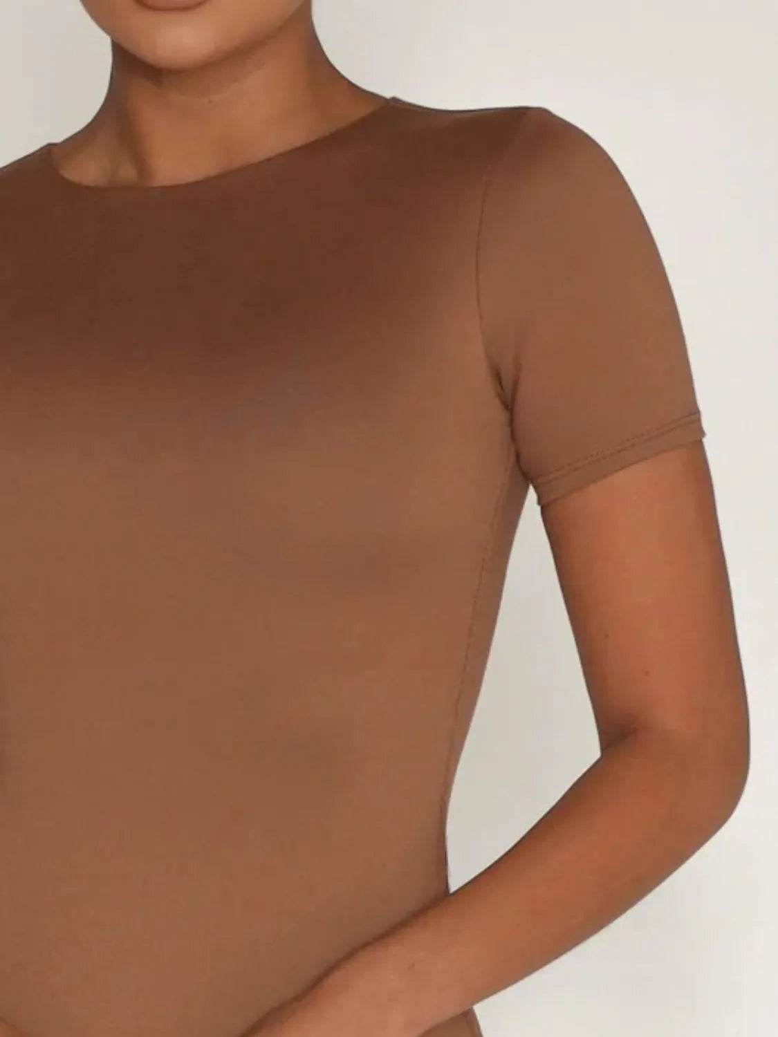 Round Neck Short Sleeve Swim Top - Velveta Studio
