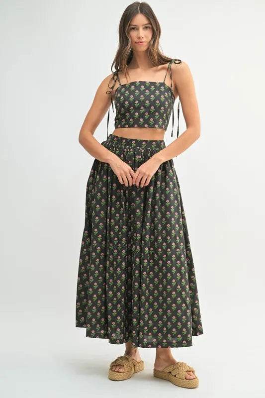 MABLE Floral Crop Top and Skirt Set - Velveta Studio
