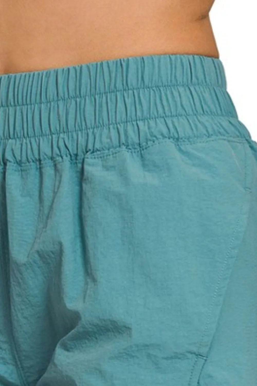 Zenana Windbreaker Smocked Waistband Running Shorts - Velveta Studio