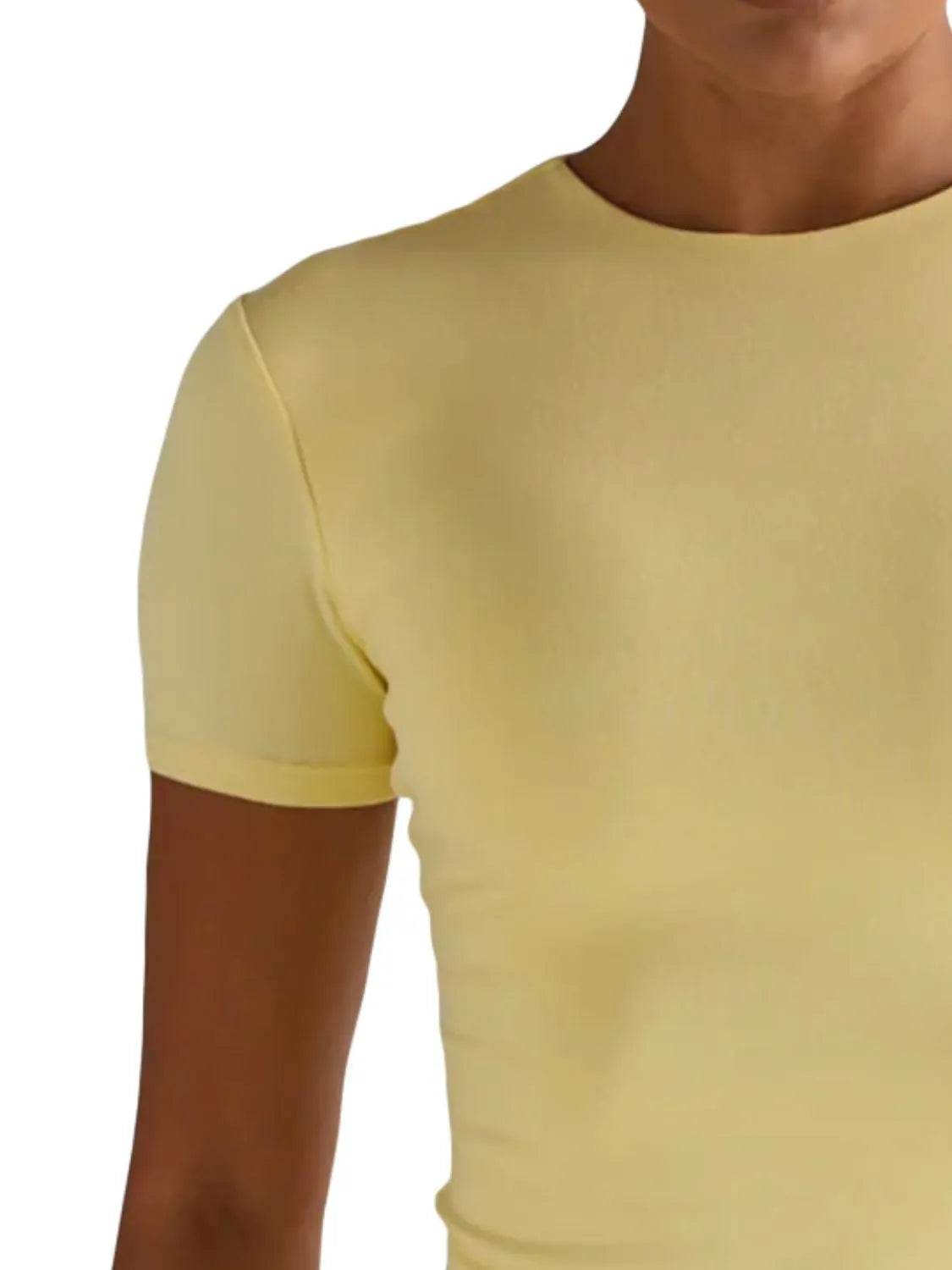 Round Neck Short Sleeve Swim Top - Velveta Studio