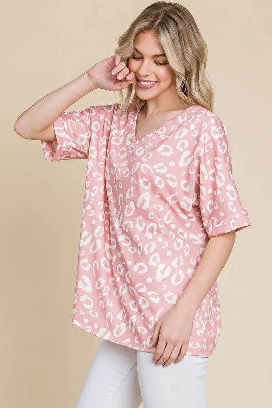 BOMBOM Loose Fit Animal Print Soft Knit Top - Velveta Studio