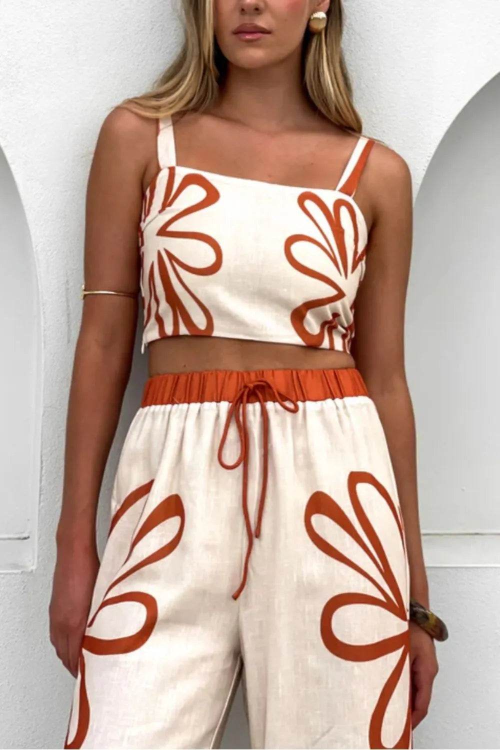 Smocked Square Neck Cami and Pants Set - Velveta Studio