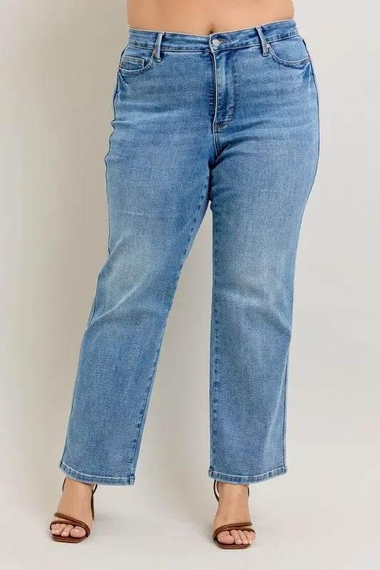 Vintage Straight Leg Jeans for Women - Vintage Wash Style - Velveta Studio
