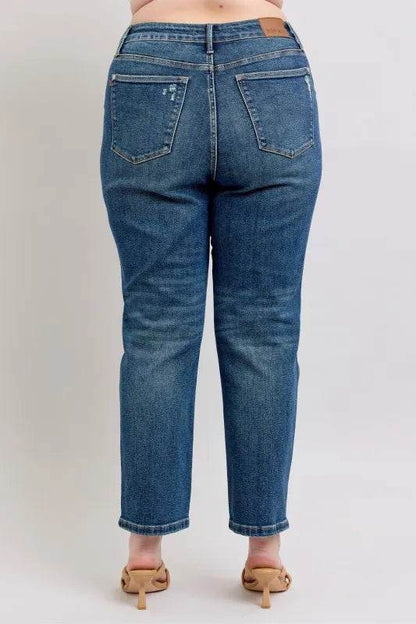 Full Size High Waisted Rigid Magic Non-destroy Straight Leg Jeans Plus Size - Velveta Studio
