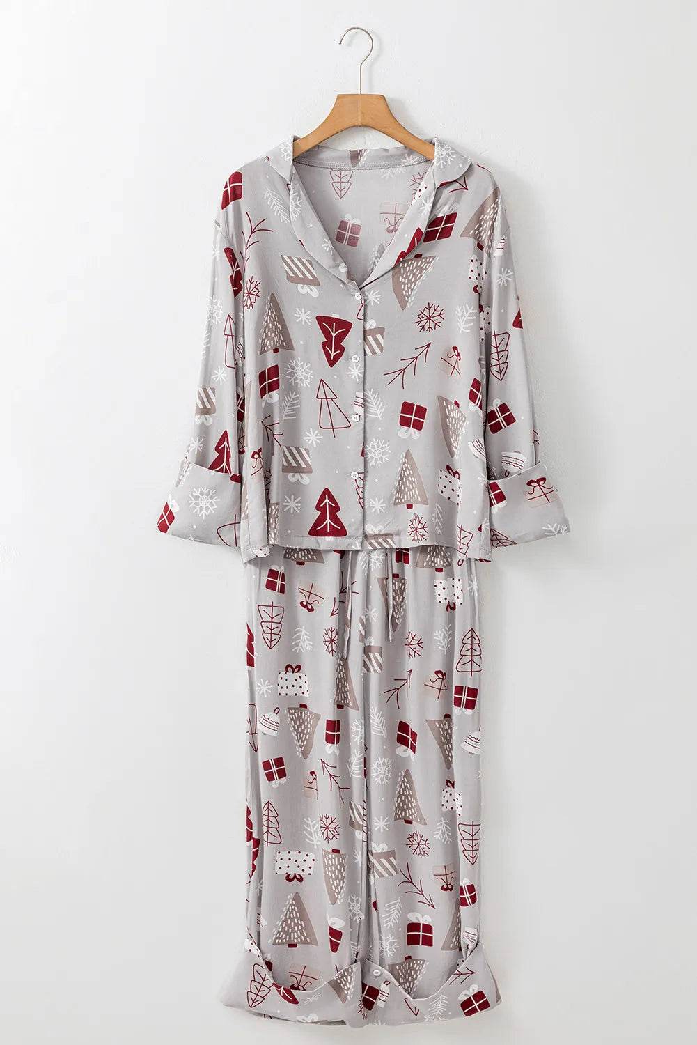 Printed Long Sleeve Top and Pants Lounge Set - Velveta Studio