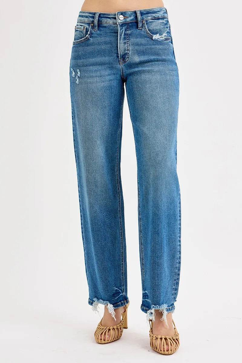 Full Size Mid Rise Baggy Jeans Plus Size - Velveta Studio