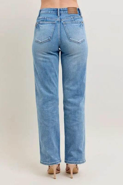 Vintage Straight Leg Jeans for Women - Vintage Wash Style - Velveta Studio