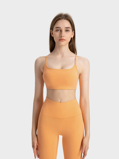 Millennia Crisscross Back Scoop Neck Active Cami with Detachable Chest Pads - Velveta Studio
