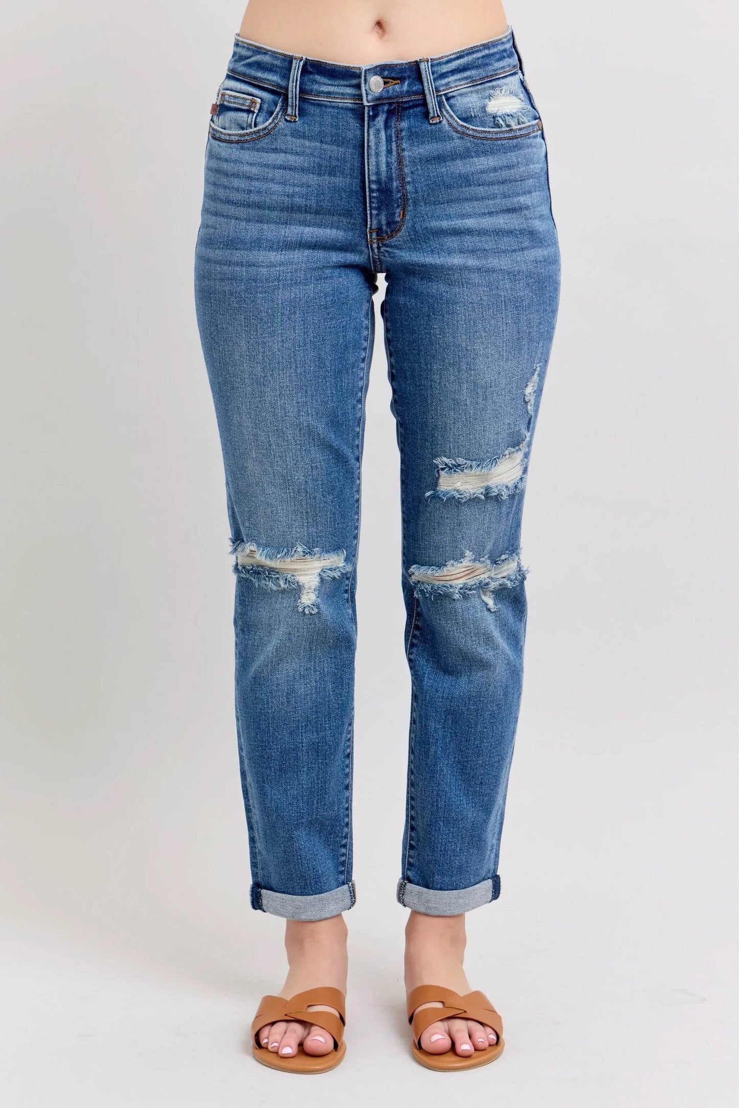 Premium Distressed Boyfriend Jeans - Velveta Studio