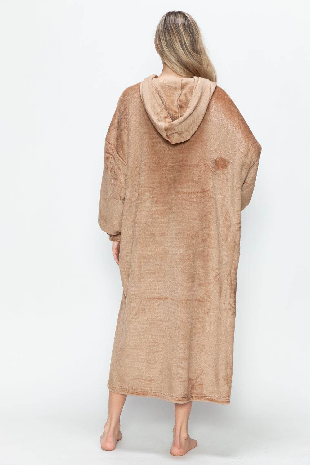Double Take Full Size Pocketed Hooded Midi Lounge Dress - Velveta Studio