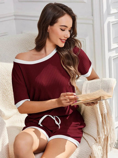 Ribbed Round Neck Top and Shorts Set - Velveta Studio