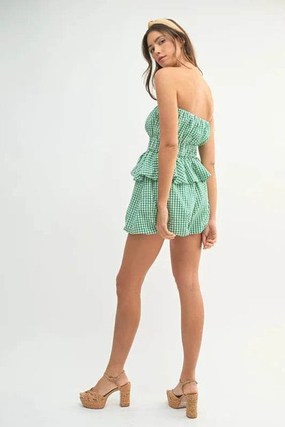MABLE Gingham Tube Top and Shorts Set - Velveta Studio